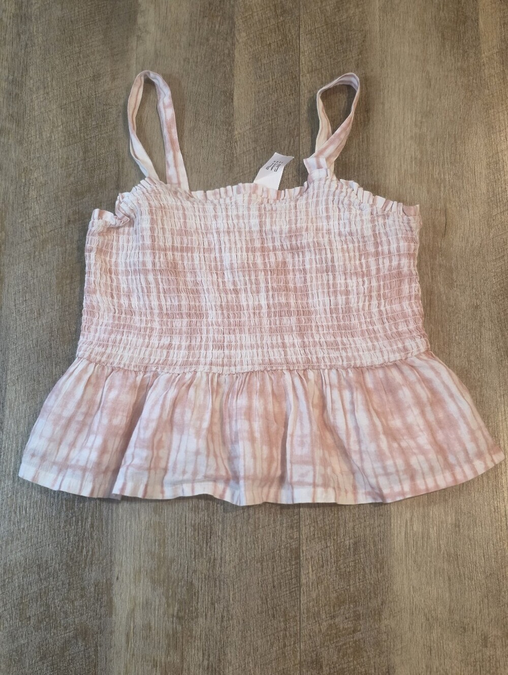 Gap Teen-Pink Tie-Dye Smocked Ruffle Tank Top. Girls Size 18-20. NWT